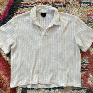 H&M linen knit short sleeve button up shirt